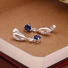exo silver plated earrings Mouth blue stone stud brincos de festa accessories 15 ELY