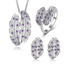 exo silver plated jewelry set Willow crystal necklace + ring + earrings bijoux ELY