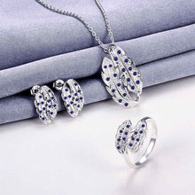 exo silver plated jewelry set Willow crystal necklace + ring + earrings bijoux ELY