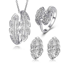 exo silver plated jewelry set Willow crystal necklace + ring + earrings bijoux ELY