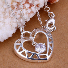 exo silver-plated pendant necklace inlaid stone heart-shaped bead necklace ruby jewelry ELY