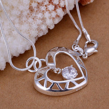 exo silver-plated pendant necklace inlaid stone heart-shaped bead necklace ruby jewelry ELY