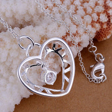 exo silver-plated pendant necklace inlaid stone heart-shaped bead necklace ruby jewelry ELY