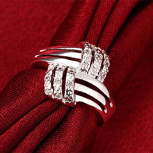 exo silver-plated rings Exquisite Crystal Paved aliancas jewelry ELY