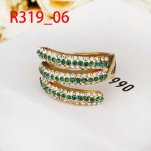 floating charms 18K Gold Plating ring green ethnic opal margarida265 ELY