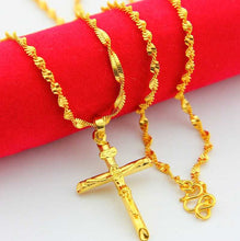 floating charms 24k gold plated necklace men cross collane Elegant271 ELY