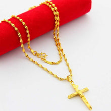 floating charms 24k gold plated necklace men cross collane Elegant271 ELY