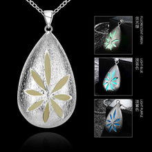floating charms Glow Jewelry pendant necklace Hollow stone flower bisuteria bijouterie LUYN 44 ELY
