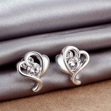 floating charms silver 925 earing Shape inlaid crystal stud brincos de festa wedding ELY
