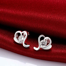 floating charms silver 925 earing Shape inlaid crystal stud brincos de festa wedding ELY