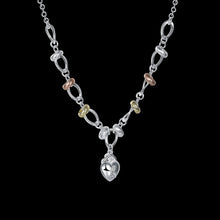 floating charms silver choker necklace Insets Heart Lock gros collier femme bijoux women114 ELY