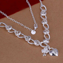 floating charms silver choker necklace Insets Heart Lock gros collier femme bijoux women114 ELY