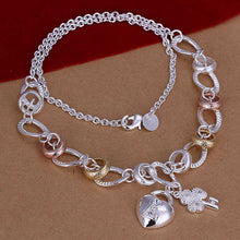 floating charms silver choker necklace Insets Heart Lock gros collier femme bijoux women114 ELY