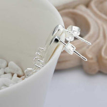 floating charms silver plated earings jewelry Inlaid White Stone drop pendientes bear charms ELY