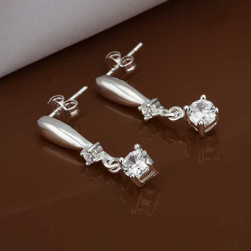 floating charms silver plated earings jewelry Inlaid White Stone drop pendientes bear charms ELY