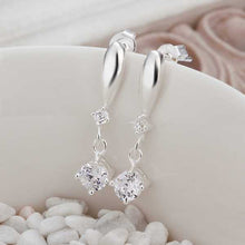 floating charms silver plated earings jewelry Inlaid White Stone drop pendientes bear charms ELY
