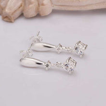 floating charms silver plated earings jewelry Inlaid White Stone drop pendientes bear charms ELY