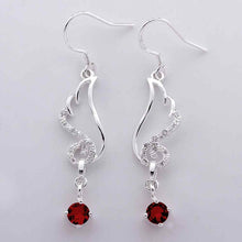 floating charms silver plated earring wing red stone drop pendientes bear collier plastron femme ELY