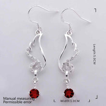 floating charms silver plated earring wing red stone drop pendientes bear collier plastron femme ELY