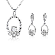floating charms silver plated jewelry set Beans Ring+Necklace+Earrings african jewelry set jewelry 54 ELY