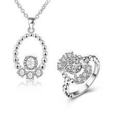 floating charms silver plated jewelry set Beans Ring+Necklace+Earrings african jewelry set jewelry 54 ELY