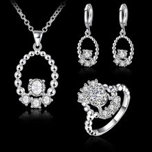 floating charms silver plated jewelry set Beans Ring+Necklace+Earrings african jewelry set jewelry 54 ELY