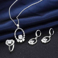 floating charms silver plated jewelry set Beans Ring+Necklace+Earrings african jewelry set jewelry 54 ELY