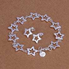 floating charms silver plated jewelry set Star Link Bracelet Earrings Sets accessories 82 ELY