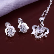 floating charms silver plated jewelry set white rose E+N wedding decoration ELY