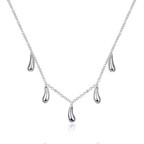 floating charms silver plated necklace women Droplets colares bijoux353 ELY