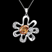 floating charms silver plated pendant Flowers inlaid stone bead necklace horloge 714 ELY