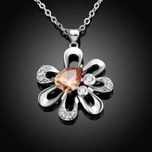 floating charms silver plated pendant Flowers inlaid stone bead necklace horloge 714 ELY