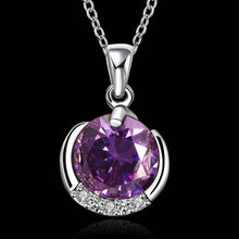 floating charms women necklace violet sky purple stone colares bijoux FBLN 19 ELY