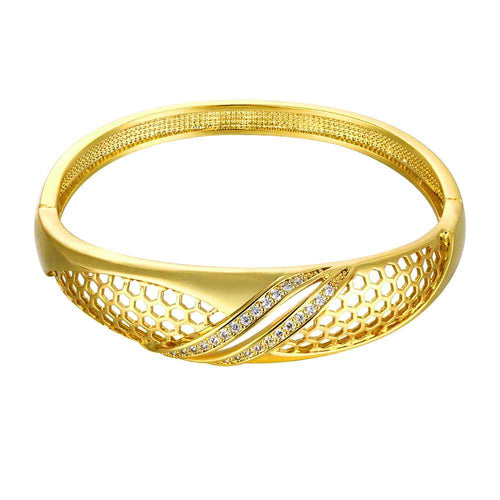 online shopping india 18K Gold Plated friendship bangle Hollow twill women bracelet wedding decoration HBZ 2 ELY