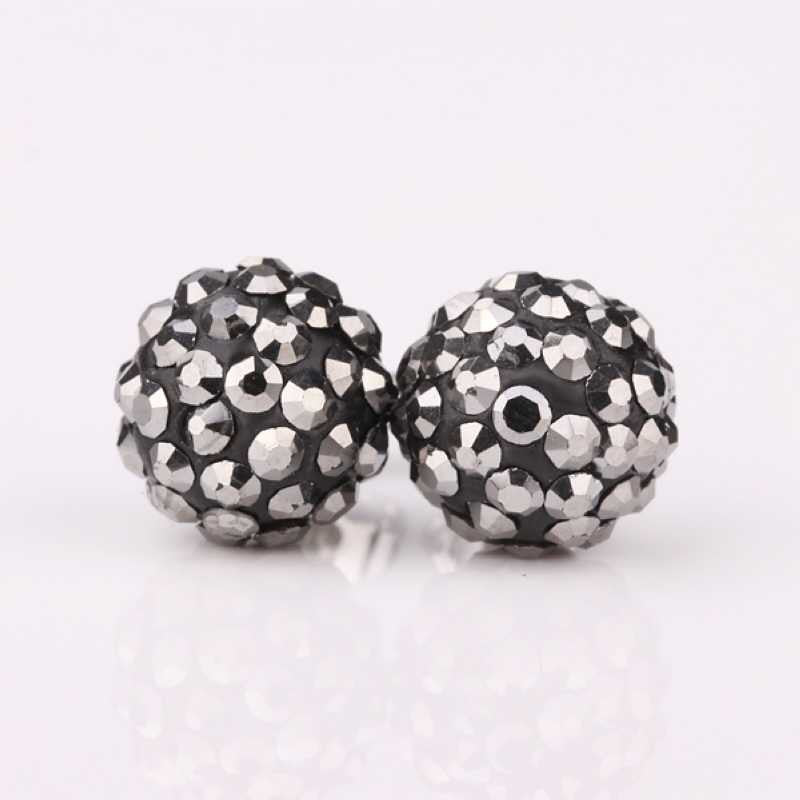 online shopping india Shamballa earings jewelry black crystal stud pendientes bear floating charms ELY