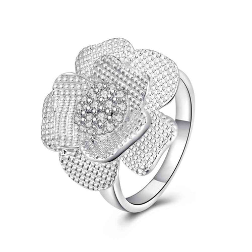 online shopping india silver Engagement rings Five leaves and flowers anel joias 29 ELY