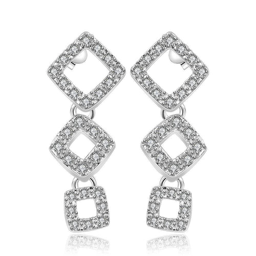 online shopping india silver earrings Insets Three Square drop ear cuff Costume Jewellery 187 ELY