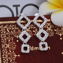 online shopping india silver earrings Insets Three Square drop ear cuff Costume Jewellery 187 ELY