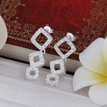 online shopping india silver earrings Insets Three Square drop ear cuff Costume Jewellery 187 ELY