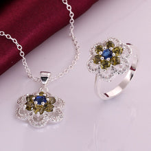 online shopping india silver jewelry set Insets flower necklace+earrings african jewelry set sport 96 ELY