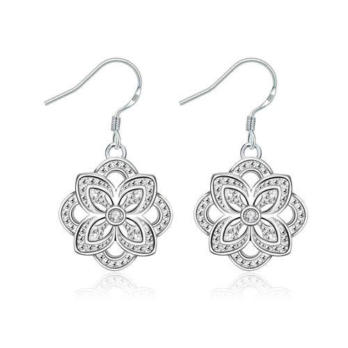 online shopping india silver plated earring Four Leaf flower inlay drop pendientes to us bear men jewelry 2 4 ELY