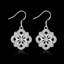 online shopping india silver plated earring Four Leaf flower inlay drop pendientes to us bear men jewelry 2 4 ELY