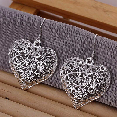 online shopping india silver plated earrings Polished Flower drop brincos de festa joias ELY