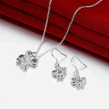 online shopping india silver plated jewelry set Quatrefoil Rhinestone Necklace+Earrings Sets19 ELY