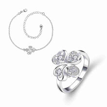 online shopping india silver plated jewelry set Quatrefoil Rhinestone Necklace+Earrings Sets19 ELY