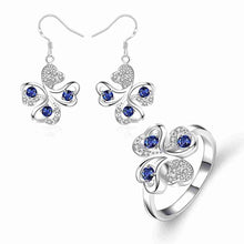 online shopping india silver plated jewelry set Quatrefoil Rhinestone Necklace+Earrings Sets19 ELY