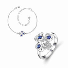 online shopping india silver plated jewelry set Quatrefoil Rhinestone Necklace+Earrings Sets19 ELY