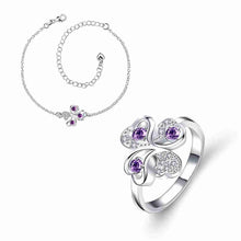 online shopping india silver plated jewelry set Quatrefoil Rhinestone Necklace+Earrings Sets19 ELY