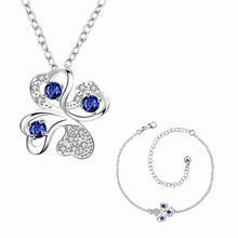 online shopping india silver plated jewelry set Quatrefoil Rhinestone Necklace+Earrings Sets19 ELY