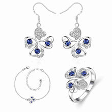 online shopping india silver plated jewelry set Quatrefoil Rhinestone Necklace+Earrings Sets19 ELY